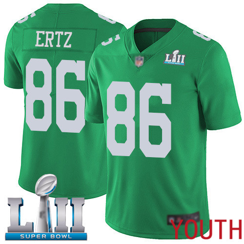 Youth Philadelphia Eagles #86 Zach Ertz Limited Green Rush Vapor Untouchable NFL Jersey Super Bowl LII Football